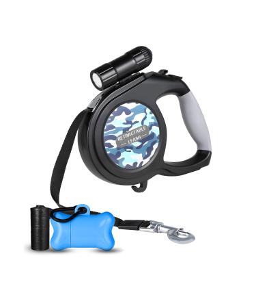 WOT I Retractable Dog Lead 8M Extendable Dog Lead with LED Flashlight for Medium Large Dogs up to 50kg with Button Break&Lock System Comfortable Ergonomic Hand Grip Waste Dispenser Bags Included