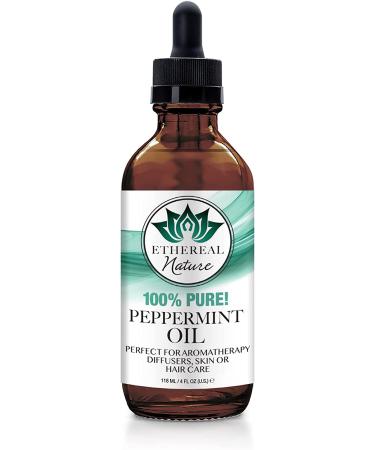 Ethereal Nature 100% Pure Peppermint Oil - Ideal for Aromatherapy, Skin, Hair & Nail Care - 4 fl oz - Buy Online on GoSupps.com