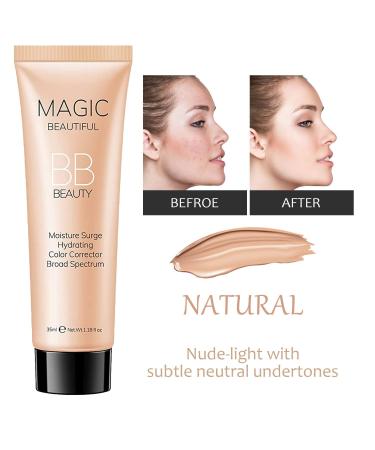 Sulily 2 Pcs BB Cream Full Coverage Foundation Hydrating Natural Flawless Concealer - Oil-Free Makeup Base for Color Correcting (Natural Color) - Buy Online on GoSupps.com