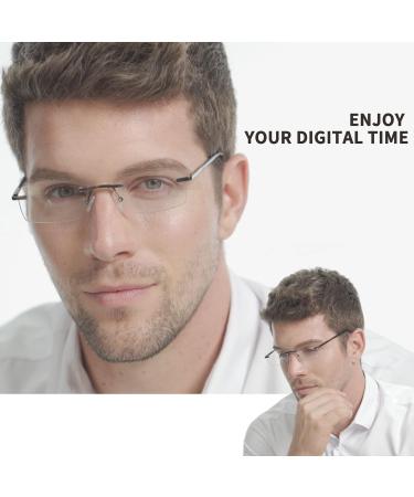 JJWELL 3 Pack Blue Light Blocking Reading Glasses for Men - Anti-Eyestrain & UV 400 Protection - Lightweight Rimless Metal Frames - Spring Hinge Eyeglasses (1.50 Strength) - Black Gunmetal Brown - Buy Online on GoSupps.com
