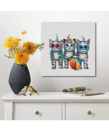 Yidepot Cat Canvas Wall Picture - Framed 60x60cm Cats Art Print - Buy Online on GoSupps.com