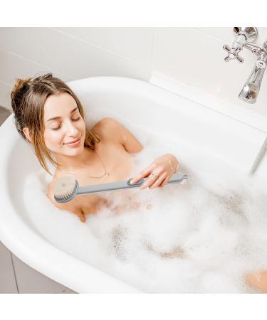 Long Handle Back Brush for Shower Massage and Exfoliation - Grey - Buy Online on GoSupps.com