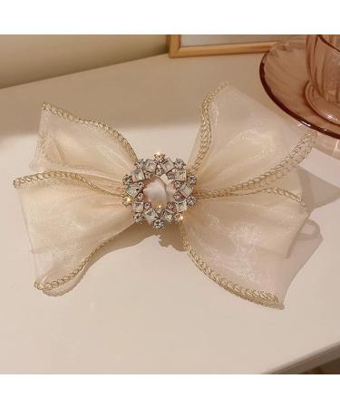 Jumwrit Large Rhinestone Bow Hair Clip - Off White Fashion Hair Accessory for Women and Girls - Buy Online on GoSupps.com