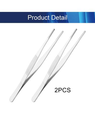 Heyiarbeit 2pcs 7-Inch Lenght Stainless Steel Straight Blunt Tweezers with Serrated Tip Daily Garden Tool - Buy Online on GoSupps.com
