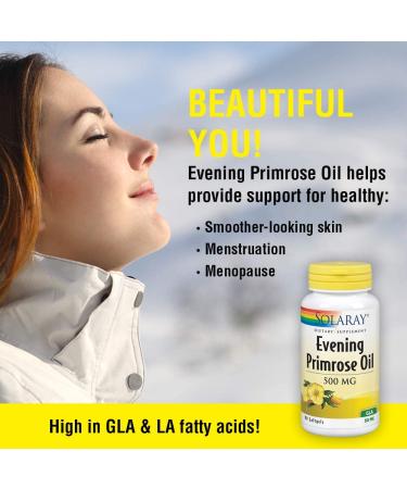 Solaray High Potency Evening Primrose Oil 500mg | Cold Pressed | Women's Health Support | 90 Softgels - Buy Online on GoSupps.com