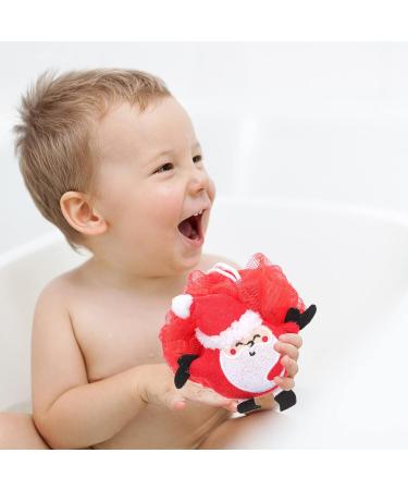 Plush Christmas Ornaments Santa Claus Bath Sponges - 2pcs Exfoliating Shower Brush for Kids - Buy Online on GoSupps.com