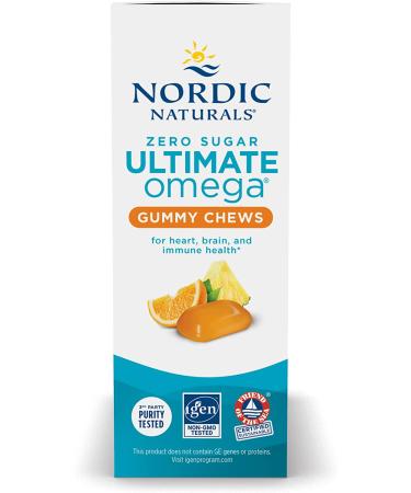 Nordic Naturals Zero Sugar Ultimate Omega Gummy Chews - Tropical Fruit Flavor | 54 Gummies, Supports Heart, Brain, and Immune Health | Non-GMO, Vegetarian | 27 Servings - Buy Online on GoSupps.com