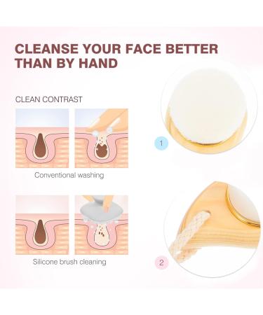 Premium Wooden Face Brush & Massager - Deep Cleansing Scrubber for Makeup Removal & Pore Care | International Shipping Available - Buy Online on GoSupps.com