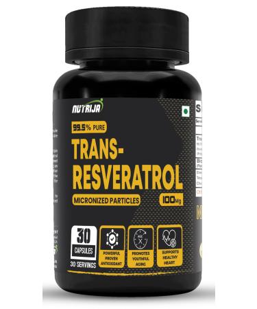 Trans Resveratrol 100MG Capsules - 99.5% Pure Micronized and Highly Bioavailable Supplement | Slow Down Aging Proven Powerful Anti-Oxidant | Improves Metabolism & Heart Health (30 Capsules) 30 Count (Pack of 1)
