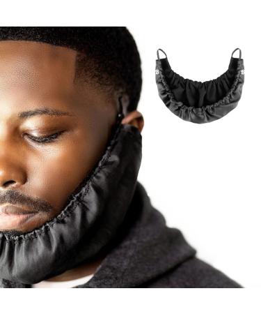 Mens Beard Bonnet for Essential Oil and Moisture Retention and Healthy Hair Growth - Premium Quality Silky Soft Beard Conditioning Cap  Helps to Prevent Itching and Split Ends - Satin Beard Bandana Black