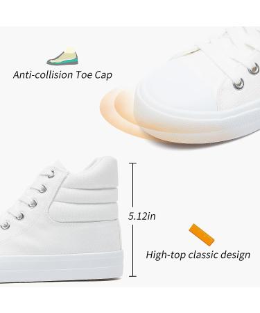 Povoger High Top Sneakers for Women - Fashionable White Canvas Shoes for Casual Walking - Buy Online on GoSupps.com