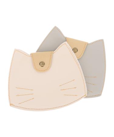 Cabilock storage bag foldable storage box 2PCs portable masks shell PU leather holder case cute cat masks The shell for women m