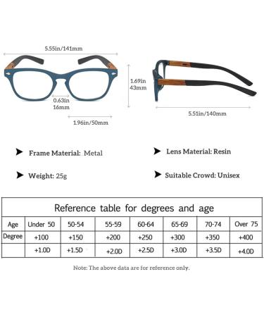 ZUKKY Unisex Blue Light Reading Glasses | Color Blocking Imitation Wood PC Frame | Spring Hinge Computer Readers AM54 - International Shipping Available - Buy Online on GoSupps.com