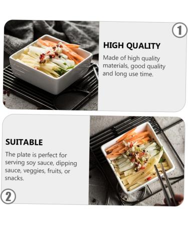 ABOOFAN 2pcs Sauce Dish Dishes Porcelain Saucer Dish Snack Plate Square Seasoning Dish Mini Porcelain Bowls Small Snack Dish Food Seasoning Dish White Ceramics Condiment Platter - Buy Online on GoSupps.com