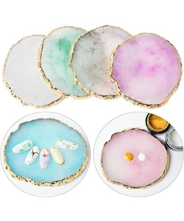 Nail Art Palette - Stone & Resin with Gold Edge | Mixed Color Display for Gel Nail Art & Makeup - Buy Online on GoSupps.com