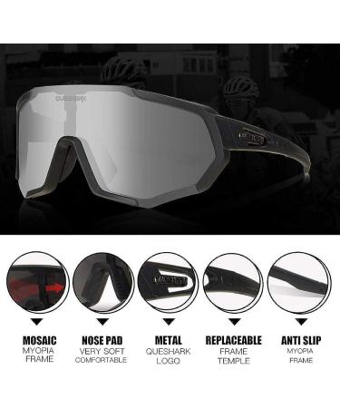 Queshark Cycling Glasses with Polarized & HD Lenses for Men & Women - Ideal for MTB, Running, Driving, Fishing & Baseball - Black - Buy Online on GoSupps.com
