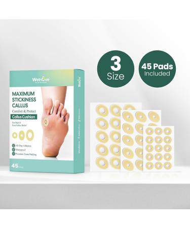 Welnove Corn Cushions for Toes - Water-Resistant Self-Stick Callus Cushions Pain Relief & Protection - 45 Count - Buy Online on GoSupps.com