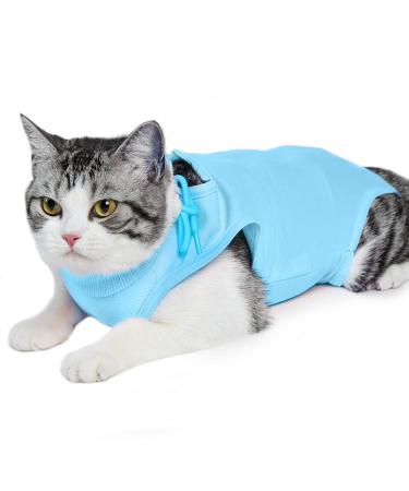 Easy Joy Recovery Suit Cat Katzenbody after op postoperative litter clothing for abdominal wounds or skin diseases e-neck band Alternative for cat castration soft home indoor pet clothing (m blue) m blue - Buy Online on GoSupps.com