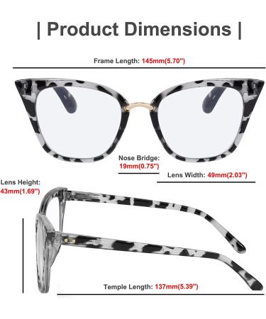 WANWAN Women Cat Eye Reading Glasses 2.0x Black Leopard - Fashion Frame, Oversized Quality Readers - Buy Online on GoSupps.com