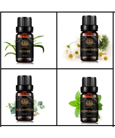 Aromatherapy Chamomile Essential Oil Set for Air Freshener 100% Pure Vetiver Essential Oils for Diffuser 100% Pure Peppermint Oils Set 4x10ml Aromatherapy Eucalyptus Oils Set for Humidifier - Buy Online on GoSupps.com