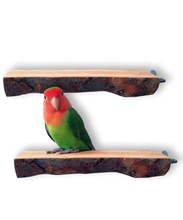 Qeeheng bird platform made of wood 2 pieces natural parrot rod flat bird playing stand parish cage accessories for small medium-sized aras exercise toy wooden platform