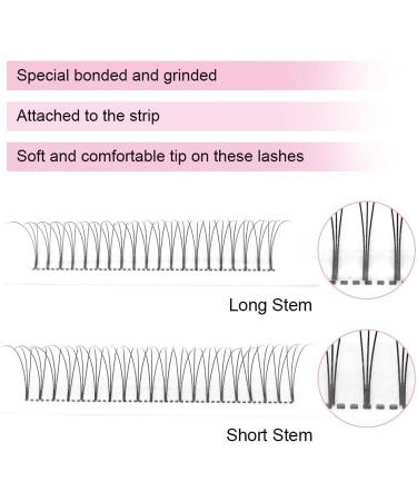 3D-D-0.07-14mm Short Stem Pre Made Fan Eyelash Extensions - Russian Volume Lashes 0.07 - 14mm - Buy Online on GoSupps.com