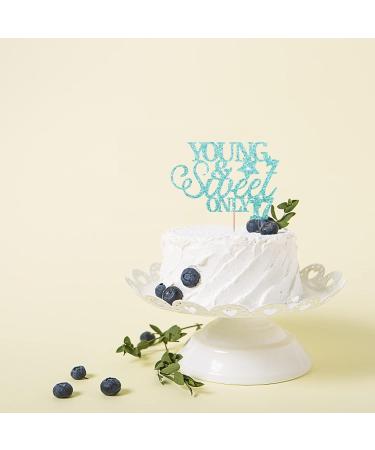Sky Blue Young & Sweet Only 17 Cake Topper Birthday Party Cake Topper Glitter Cake Decorations for Happy 17th Birthday/Anniversary Party - Buy Online on GoSupps.com