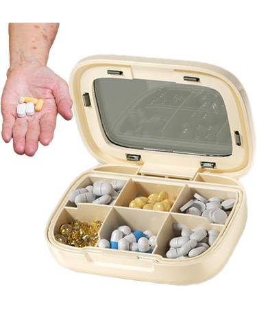 Dorugage Medicine Organizer - Daily Weekly Pocket Travel Pill Holder | Daily Lightweight Personal Medicine Container with Good Sealing Portable Weekly Pill Dispenser for Travel Home Work School 6 Grid Cream White - Buy Online on GoSupps.com