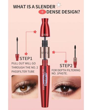 DENGWANG 4D Lengthening Curling Mascara 2 In 1 Black Mascara Double Headed 4D 2 In 1 Mascara Waterproof Thickening Mascara Black Thickening Lengthening Mascara Quick-Drying and Not Sticky (2PCS) - Buy Online on GoSupps.com
