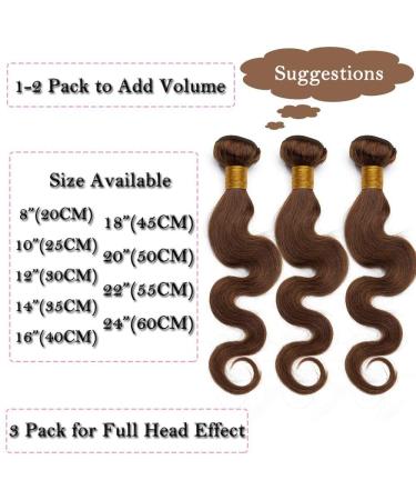 24 1 Bundle Brazilian Body Wave Hair Extensions - 100% Virgin Human Hair - Middle Brown - Buy Online on GoSupps.com