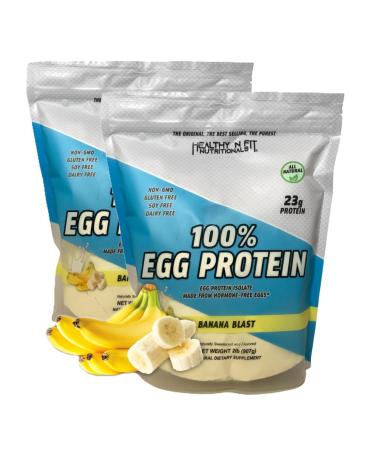 Healthy 'N Fit 100% Egg Protein- Banana 2 Pack (4 lb Total) : 100% Egg White Protein Plus Natural Peptides. Naturally Flavored & Sweetened Keto & Paleo Friendly.