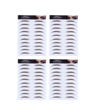 Lurrose 4 Sheets Eyebrow Tattoo Stickers  6D Hair- Tattoos Stickers Eyebrows Tattoo Peel Off Natural False Eyebrow Makeup Sticker for Makeup Supplies  Brown 02 Brown-02