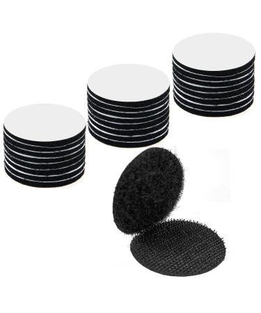 Fantasyon 24 Pairs 1.5 Inch Round Hook and Loop Dots  Black Double Sided Sticky Tape Self Adhesive Nylon Sticky Back Strips Hook Loop Fasteners Coins for Home Office Car Phone Mount 1.5 inch-24 sets(black)