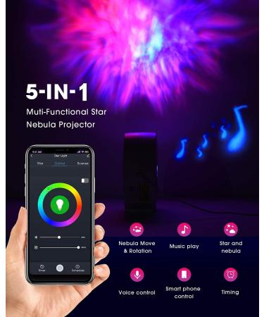 Suppou LED WiFi Galaxy Projector with RGB Adjustment, Voice Control, Timer - Smart Night Light for Kids & Adults - Compatible with Alexa & Google Assistant - Room Decor (White) - Buy Online on GoSupps.com