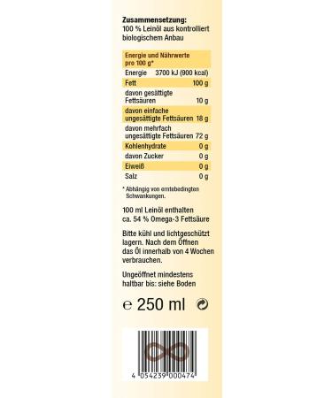 KOPP Vital Organic Linseed Oil 250ml | Vegan Omega-3 Rich | 100% Organic Cold-Pressed Oil - Buy Online on GoSupps.com