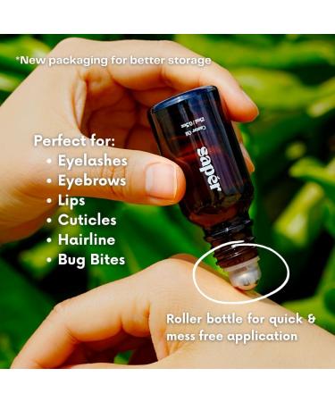 Organic Castor Oil Roller - 100% Pure Cold Pressed & Hexane Free with Steel Ball Applicator and Glass Bottle for Eyelash Brow & Under Eye - Unrefined Vegan - Buy Online on GoSupps.com