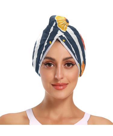 Watermelon Strawberry Hair Towel 2 Pack Super Absorbent Hair Drying Towel Quick Dry Hair Turbans Head Towel with Button Twisty Wrap for Women Girls
