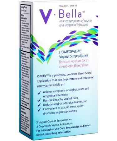 V-Bella Boric Acid + Probiotic Vaginal Suppositories - Natural Relief for Yeast & Bacterial Infections - Buy Online on GoSupps.com