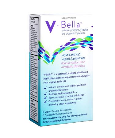V-Bella Boric Acid + Probiotic Based Vaginal Suppositories- a More Natural Way to Refresh Balance & Relieve Symptoms of Yeast Bacterial (BV) & Urogenital infections Discharge Itchiness & Odor