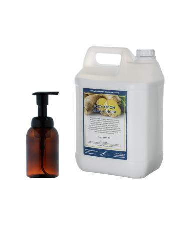 Claudius Soap dispenser 300 ml amber brown refillable + 5 liter Body Lotion Fresh Ginger refill