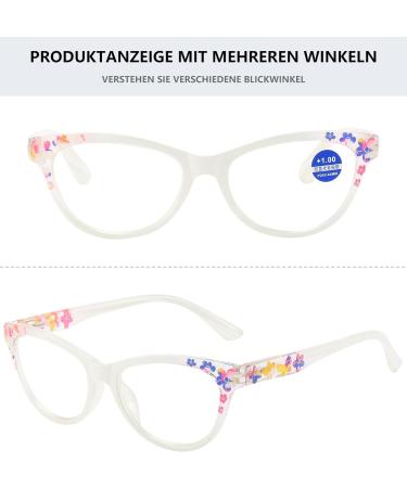 Lanomi Women's Cat Eye Reading Glasses with Blue Light Filter - Floral Design Visual Aid 1.0 to 4.0 Diopters - Buy Online on GoSupps.com