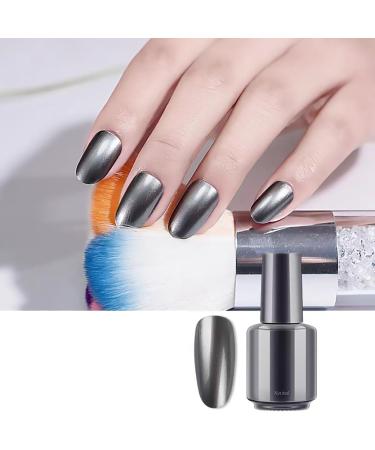 Mirror Nail Varnish Metal Nail Polish Metallic Effect Nail Art Polish Auroras Shining Pearl Shell Sparkle Gel Nail Polish Home Mirror Effect Nail Varnish Long Lasting & Chip Resistant (Grey) AF