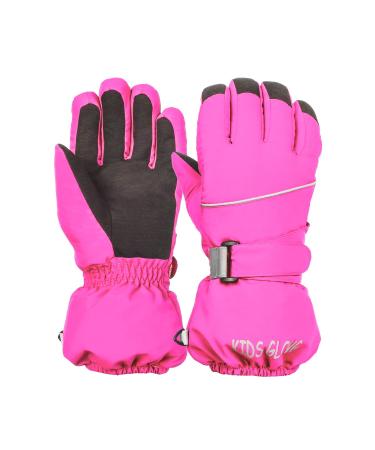 Ski gloves for children-waterproof and windproof winter gloves warm sports gloves snowboard gloves for outdoor sports bicycle gloves warm gloves in winter pink children's s (4-6 years)