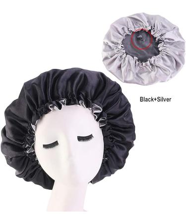 Cooling Satin Lined Bonnet Sleep Cap Hat | Unisex Women Beauty Silk Bonnet | Black One Size - Buy Online on GoSupps.com