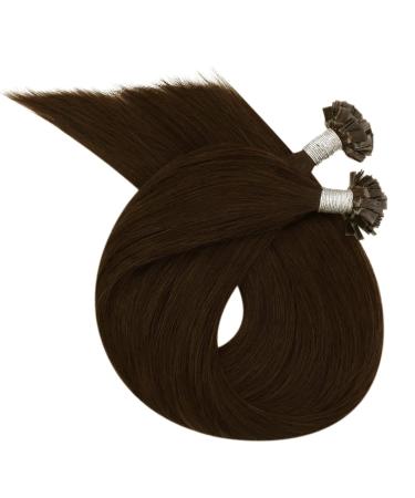 Ugeat Keratin Hair Extensions - 40cm Flat Tip Dark Brown 50g Real Human Hair 16 Inch Bonding Extensions - Buy Online on GoSupps.com