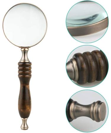 10X Handheld Glass Antique Wooden Handle Magnifier Glass for Reading Book Inspection Birthday Present Gift Magnifier Glasses for Reading - Buy Online on GoSupps.com