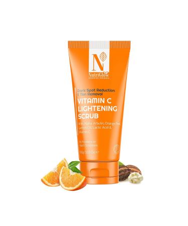 NutriGlow Advanced Organics Vitamin C Lightening Scrub - Exfoliate & Control Acne | Orange Peel for Sensitive Dry Oily Skin - 3.5Oz - Buy Online on GoSupps.com