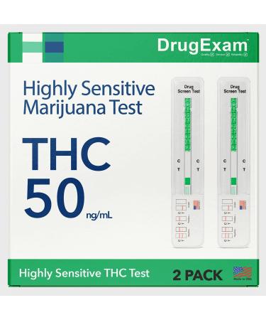 2 Pack - DrugExam Made in USA Highly Sensitive Marijuana THC Single Panel Drug Test Kit - Marijuana Drug Test with 50 ng/mL Cutoff Level for Detecting Any Form of THC in Urine up to 45 Days (2)
