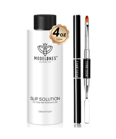 Modelones Poly Nail Gel Kit Slip Solution for Nails 120ml Poly Extension Gel Slip Solution Set with Dual-Ended Nail Brush Anti-Stick Liquid Nail Brushes Cleaning Smooth Gel Non-Odor Healthy Nail Manicure Easy Spread for Be - Buy Online on GoSupps.com