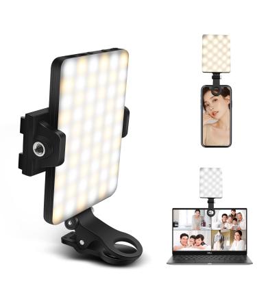 GreatLPT Cell Phone Fill Light, Clip Fill Video Light for Phone 2000Mah Rechargeable, 10-Level Brightness Adjustment, CRI 95+, 3 Light Modes Dimmable, Portable Video Conference Lighting Warm White
